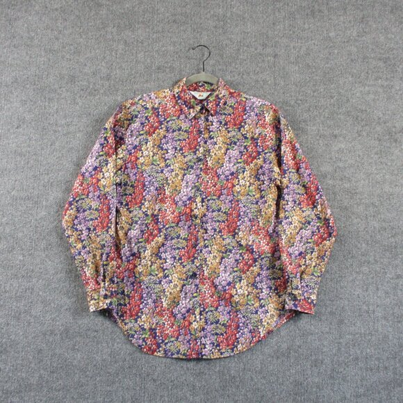 VINTAGE Andrew McMullan Shirt Womens 8 Pink Blue Floral Print Lilac USA Made - Picture 1 of 12